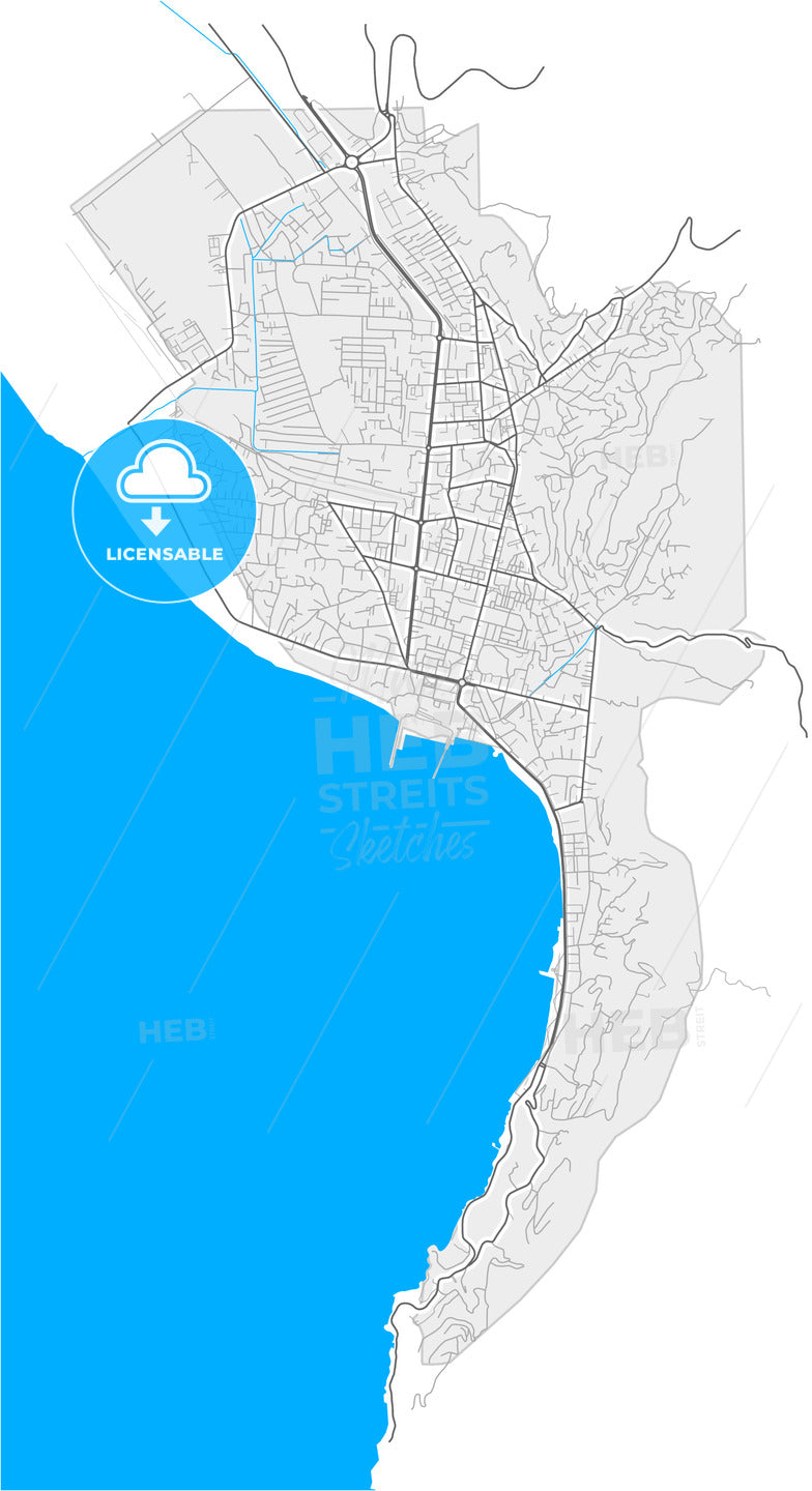 Vlorë, Albania, high quality vector map