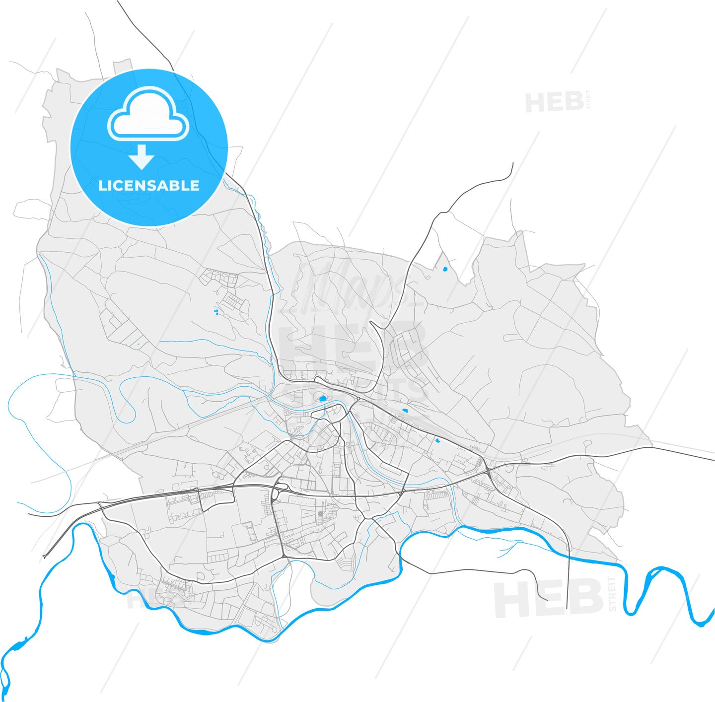 Vöcklabruck, Upper Austria, Austria, high quality vector map