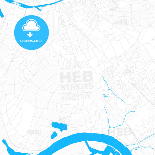 Voerde (Niederrhein), Germany PDF vector map with water in focus