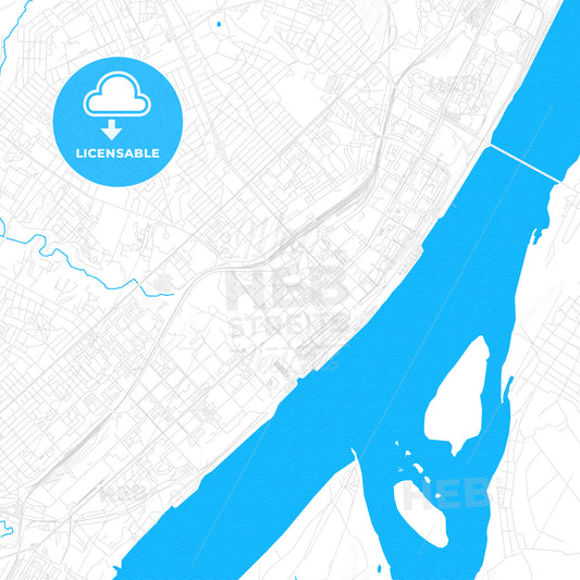 Volgograd, Russia PDF vector map with water in focus