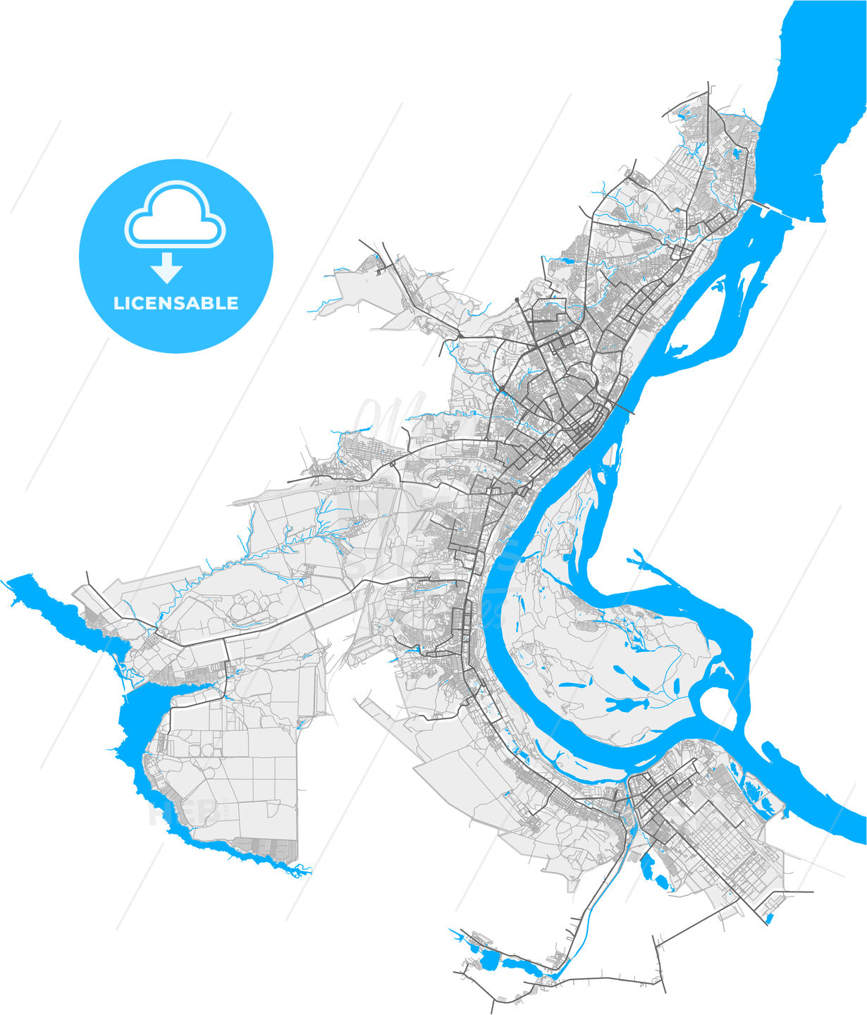 Volgograd, Volgograd Oblast, Russia, high quality vector map