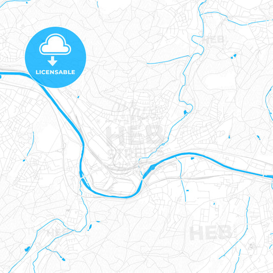 Volklingen, Germany PDF vector map with water in focus