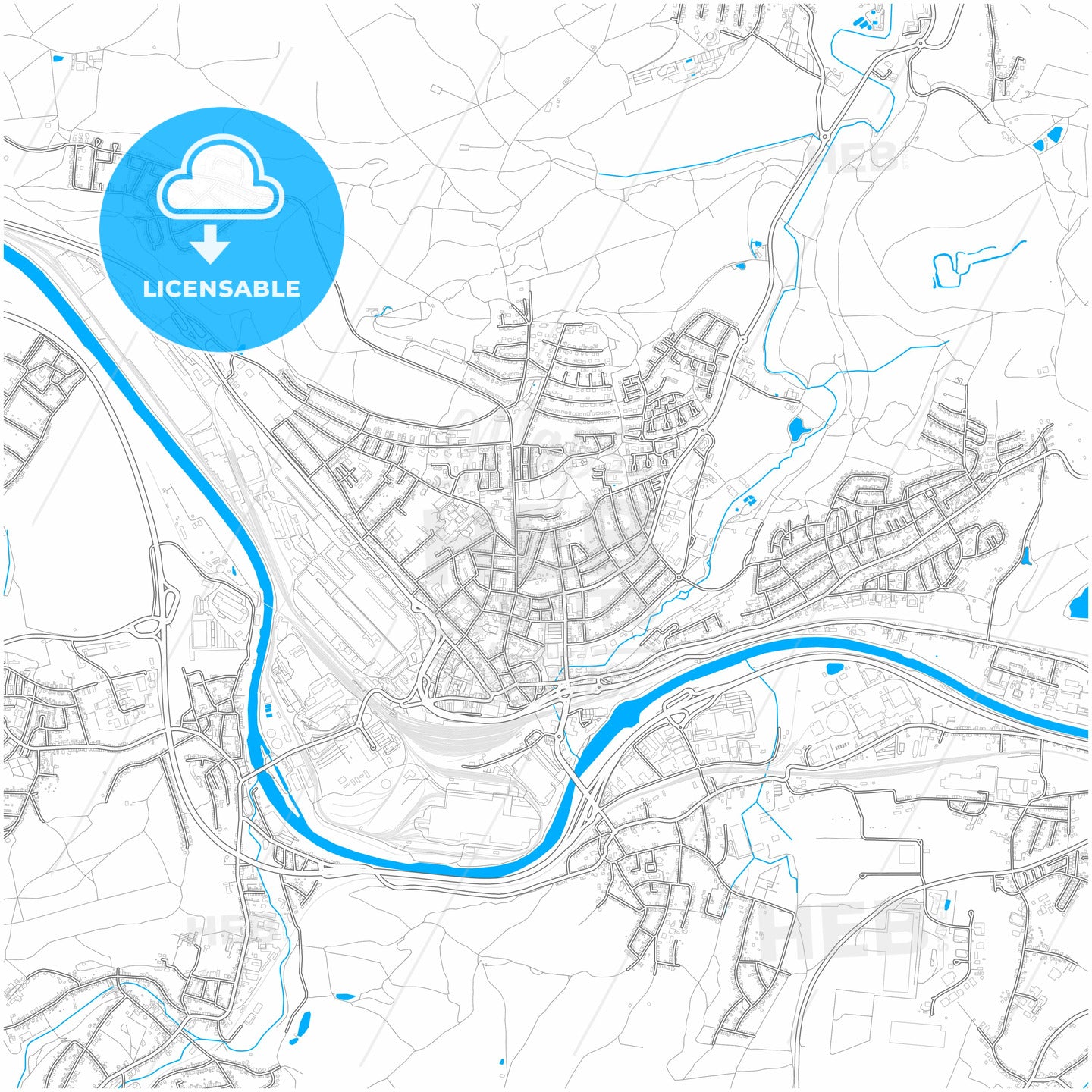 Volklingen, Saarland, Germany, city map with high quality roads.