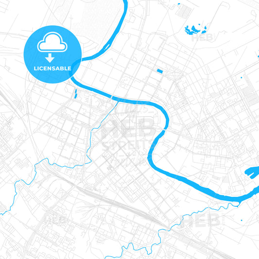 Vologda, Russia PDF vector map with water in focus