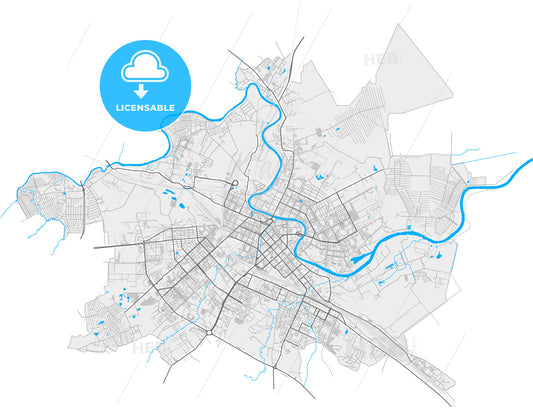 Vologda, Vologda Oblast, Russia, high quality vector map