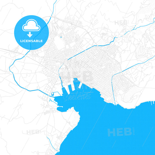 Volos, Greece PDF vector map with water in focus