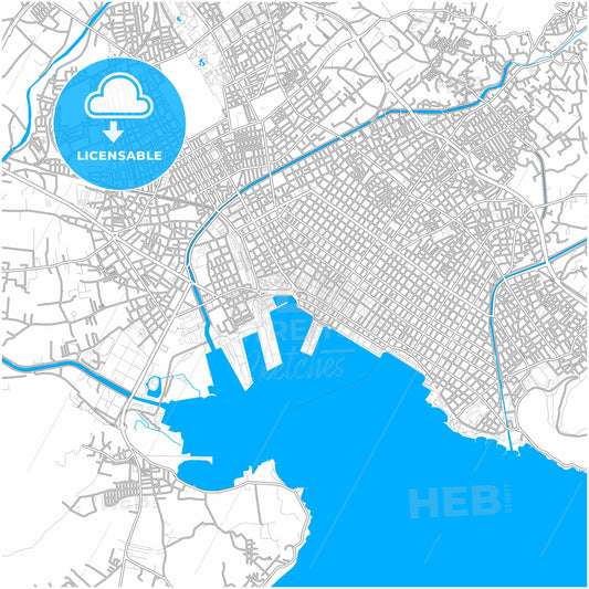 Volos, Thessaly, Greece, city map with high quality roads.