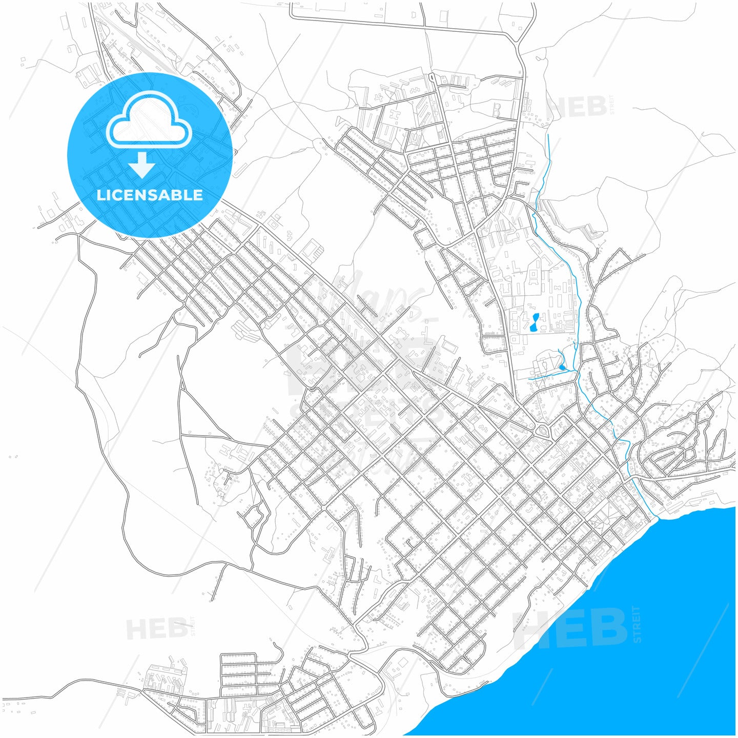 Volsk, Saratov Oblast, Russia, city map with high quality roads.