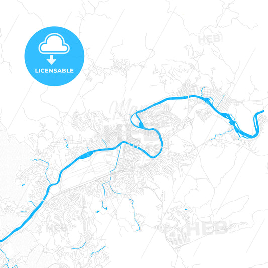 Volta Redonda, Brazil PDF vector map with water in focus