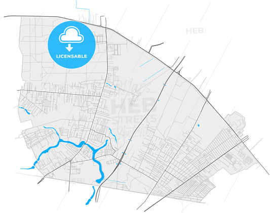 Voluntari, Ilfov, Romania, high quality vector map