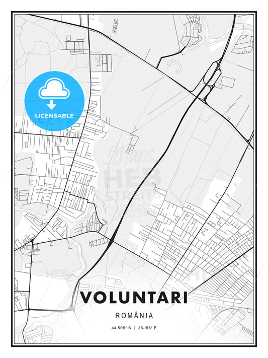 Voluntari, Romania, Modern Print Template in Various Formats - HEBSTREITS Sketches