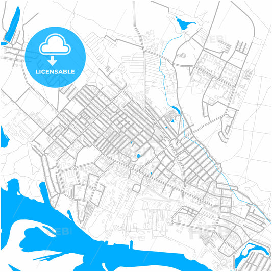 Volzhsk, Mari El Republic, Russia, city map with high quality roads.