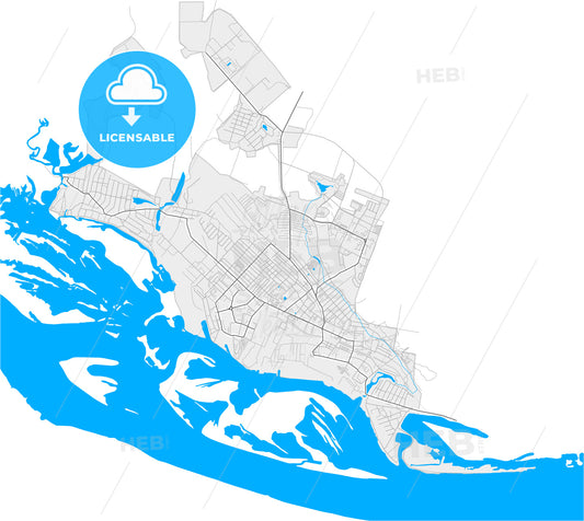 Volzhsk, Mari El Republic, Russia, high quality vector map