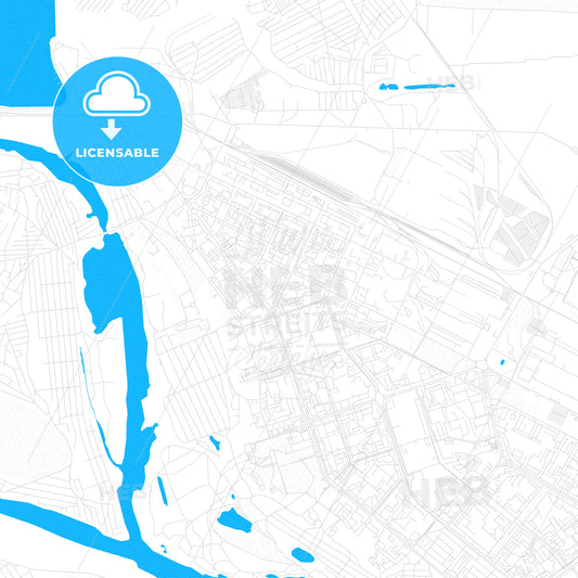 Volzhsky, Russia PDF vector map with water in focus