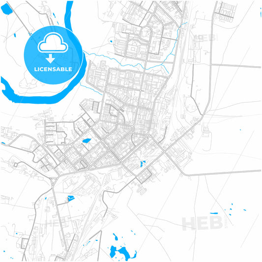 Vorkuta, Komi Republic, Russia, city map with high quality roads.