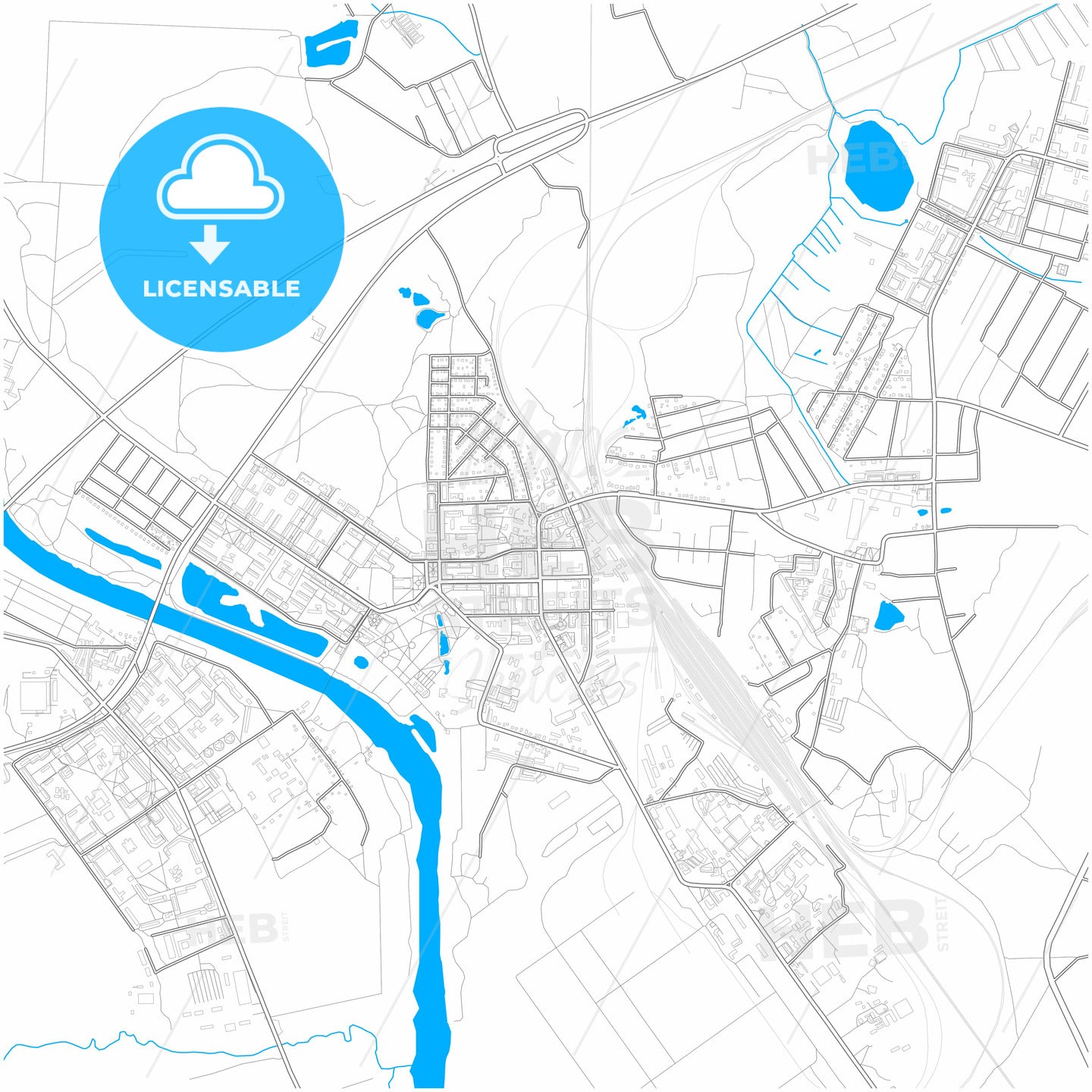 Voskresensk, Moscow Oblast, Russia, city map with high quality roads.