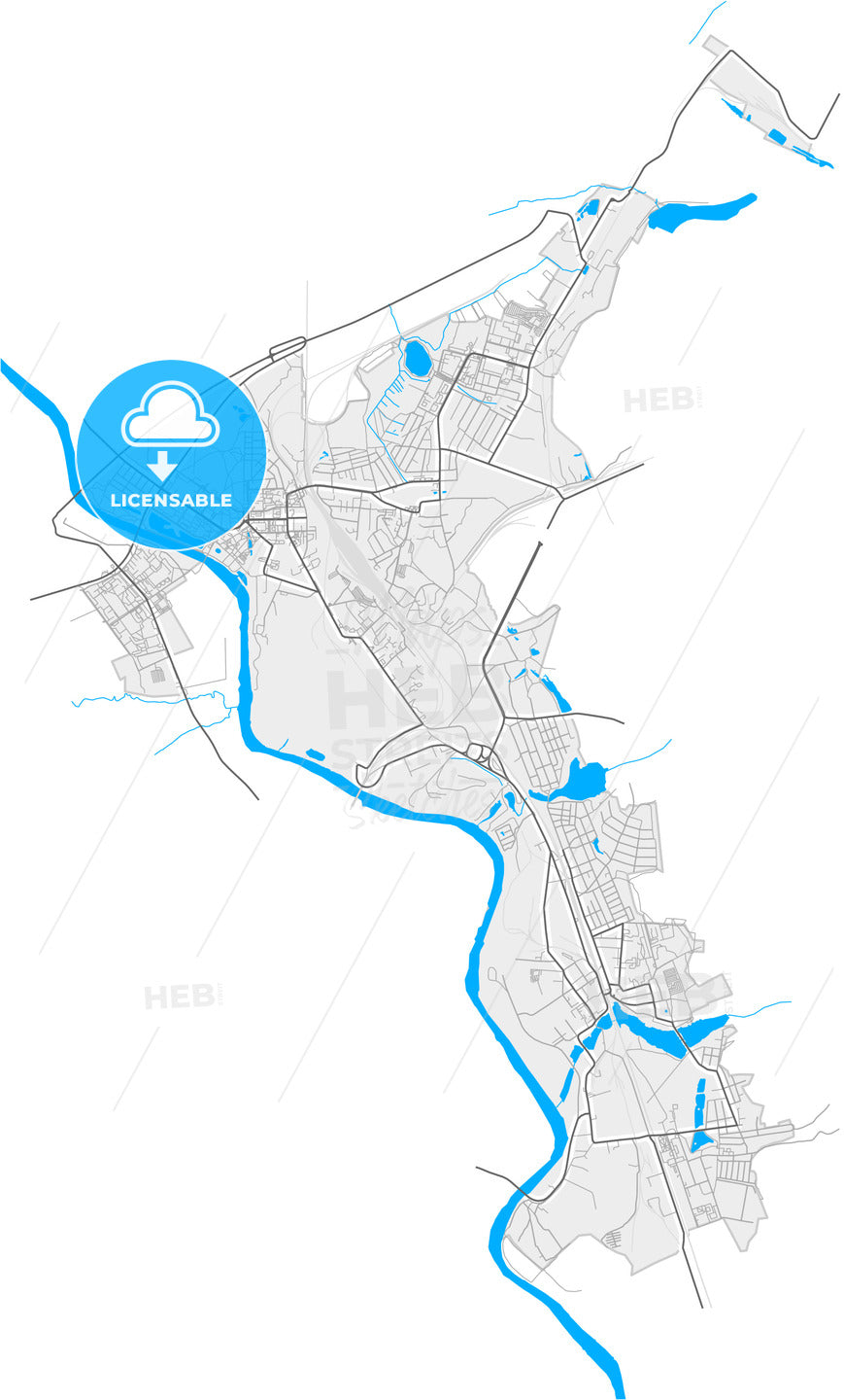 Voskresensk, Moscow Oblast, Russia, high quality vector map