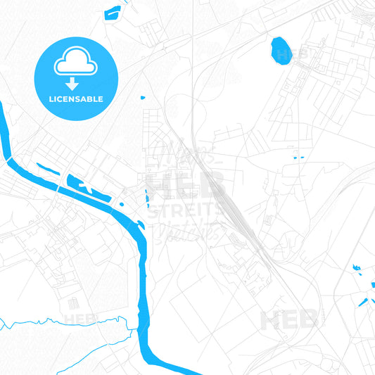 Voskresensk, Russia PDF vector map with water in focus