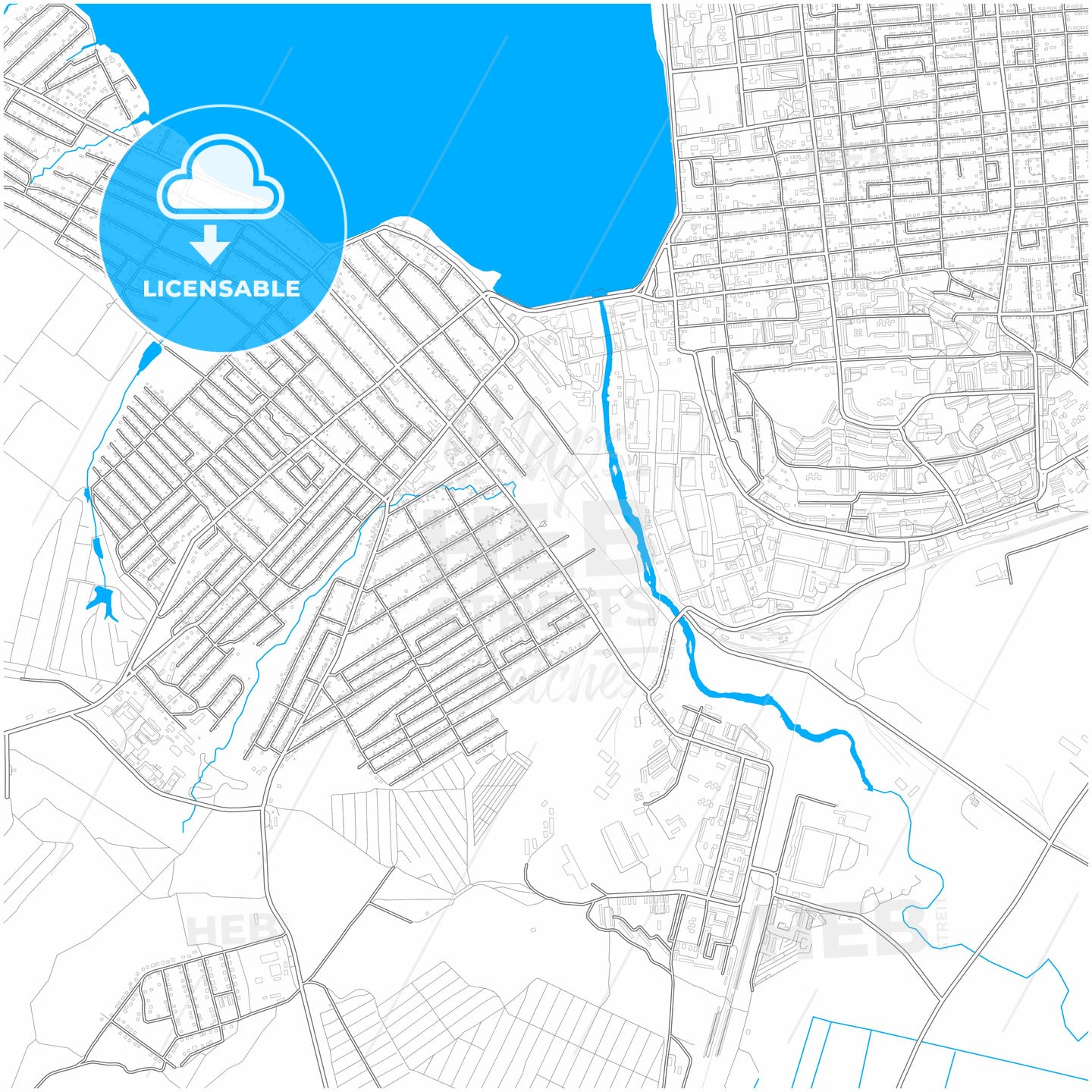 Votkinsk, Udmurt Republic, Russia, city map with high quality roads.