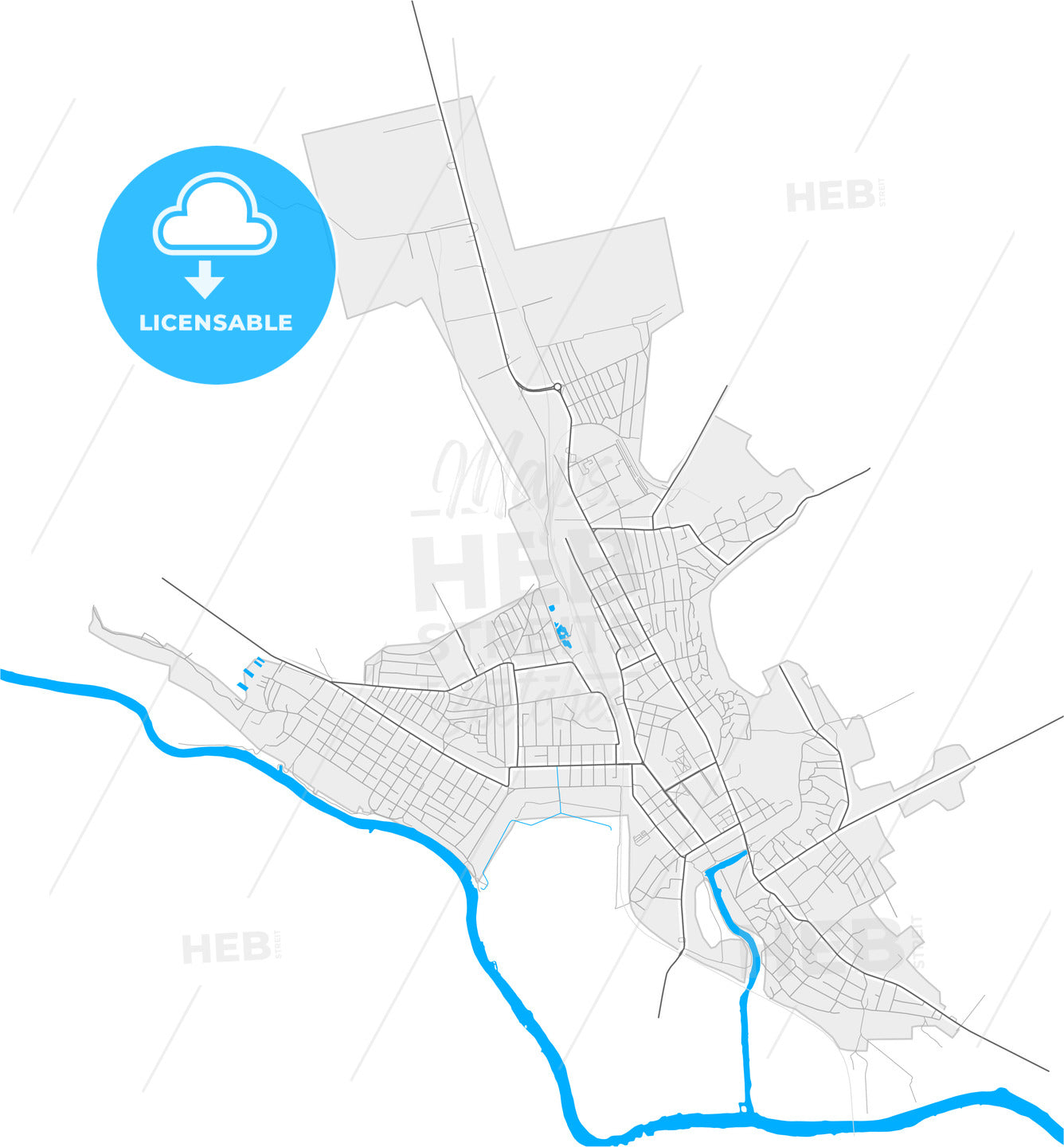 Voznesensk, Mykolaiv Oblast, Ukraine, high quality vector map