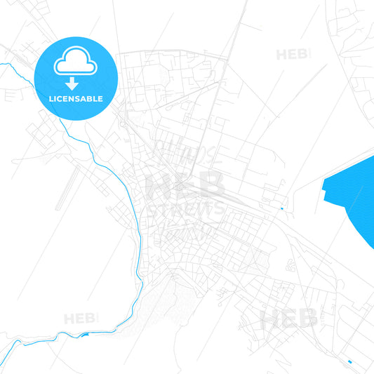 Vratsa, Bulgaria PDF vector map with water in focus