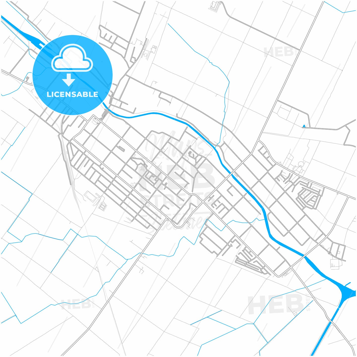 Vrbas, South Bačka, Serbia, city map with high quality roads.