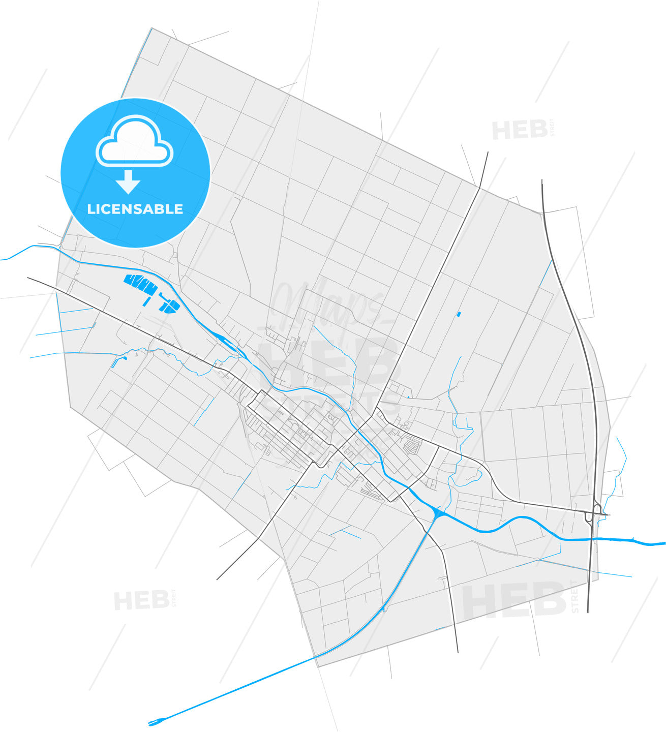 Vrbas, South Bačka, Serbia, high quality vector map