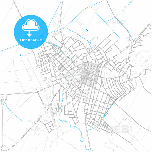 Vršac, South Banat, Serbia, city map with high quality roads.