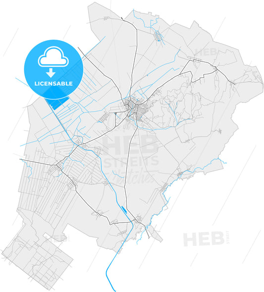 Vršac, South Banat, Serbia, high quality vector map