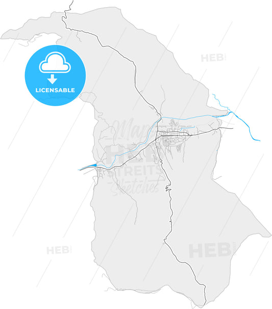 Vulcan, Hunedoara, Romania, high quality vector map