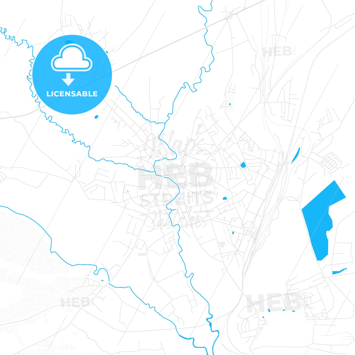 Vyazma, Russia PDF vector map with water in focus