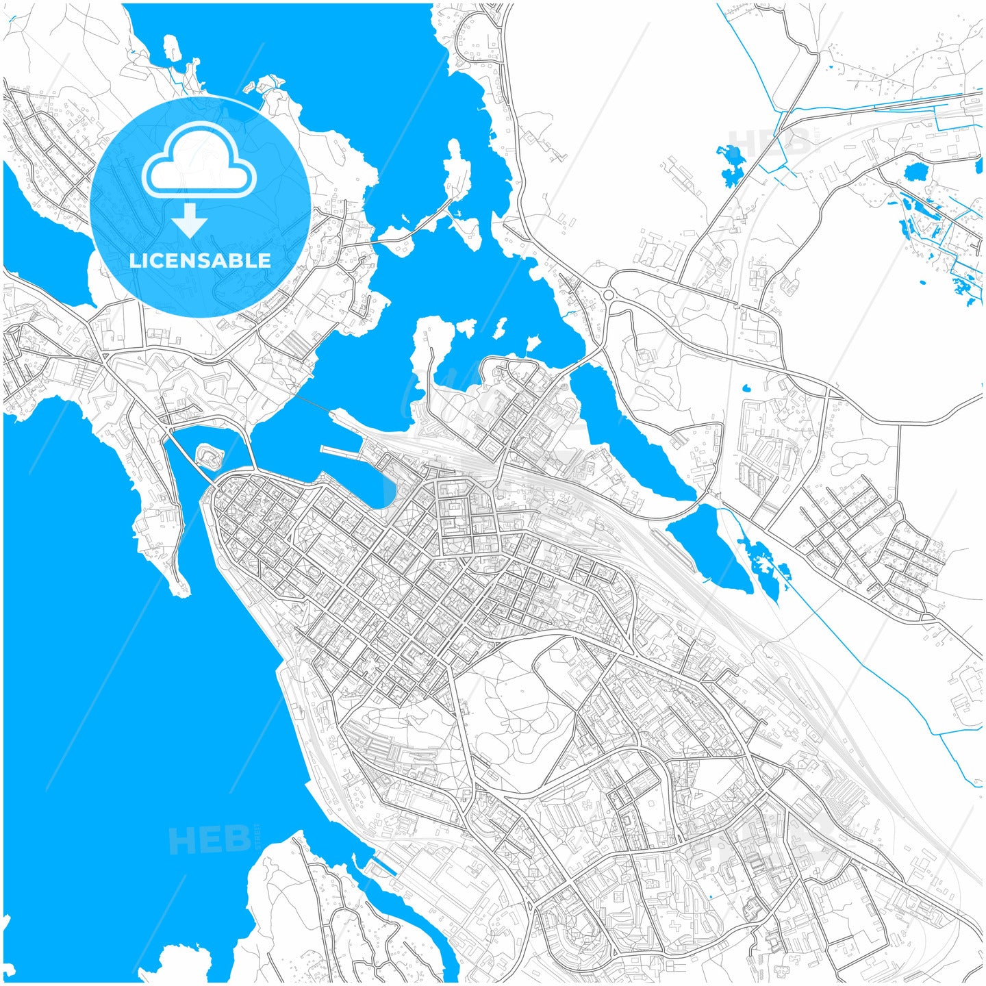 Vyborg, Leningrad Oblast, Russia, city map with high quality roads.