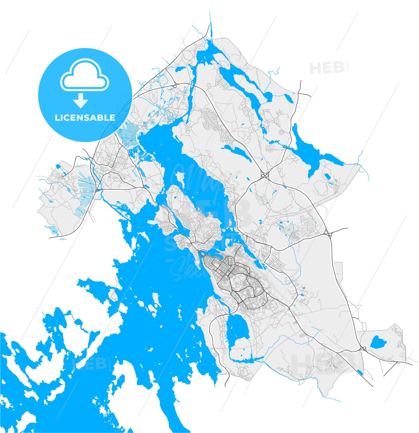 Vyborg, Leningrad Oblast, Russia, high quality vector map