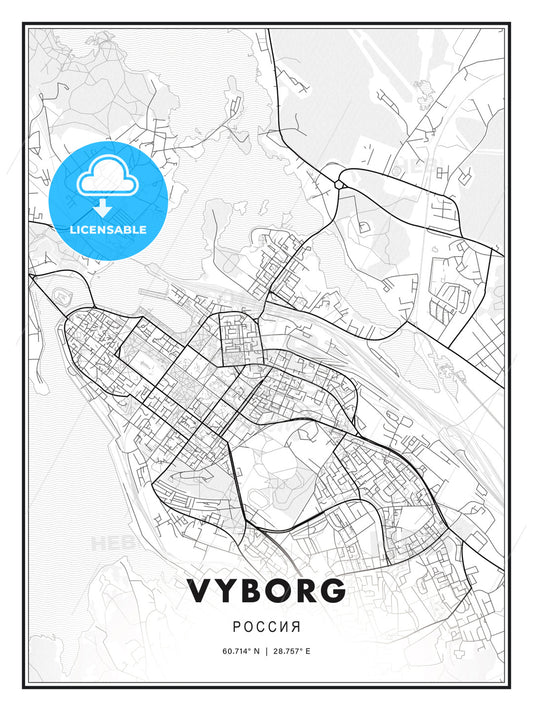 Vyborg, Russia, Modern Print Template in Various Formats - HEBSTREITS Sketches