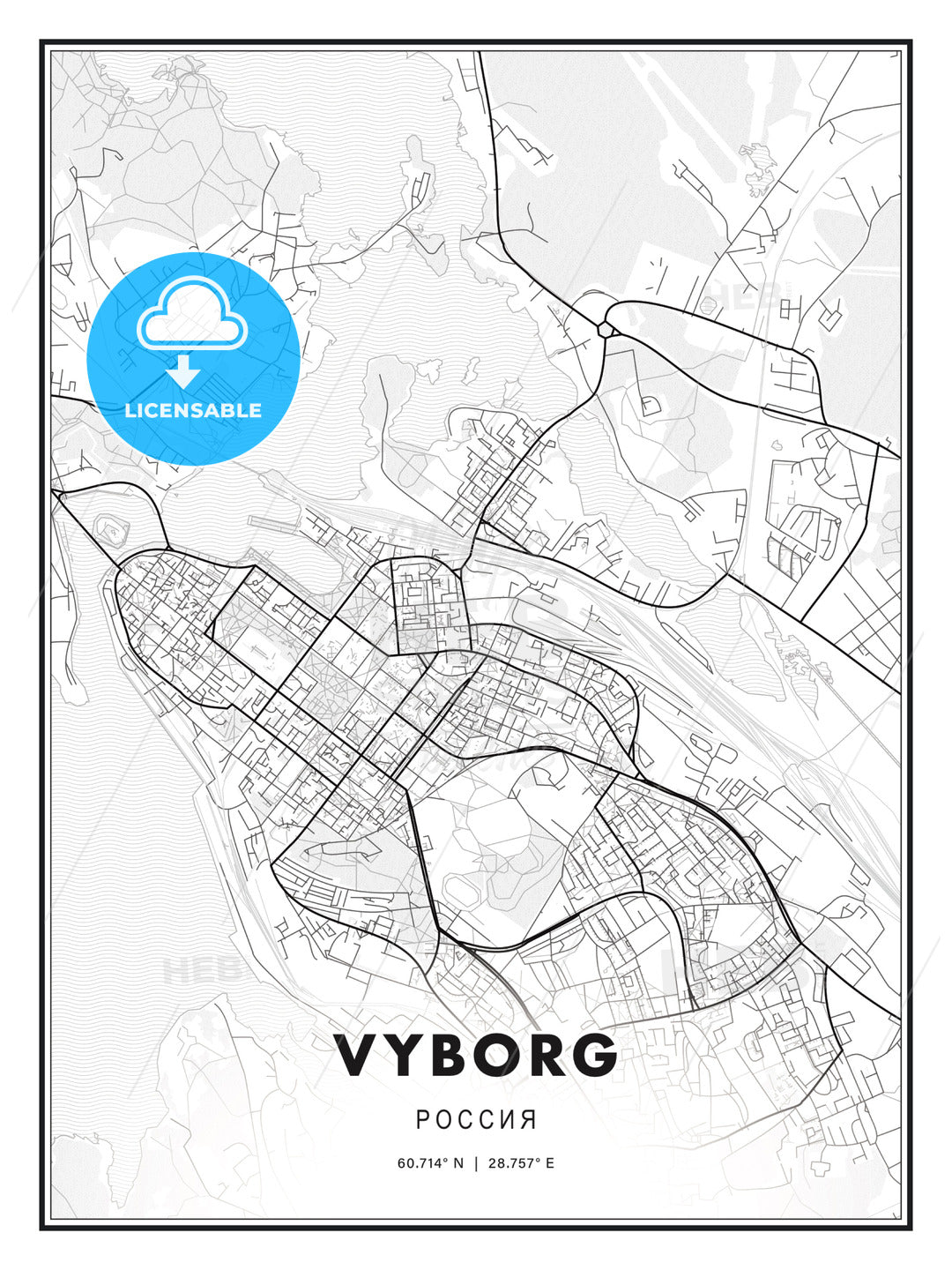 Vyborg, Russia, Modern Print Template in Various Formats - HEBSTREITS Sketches