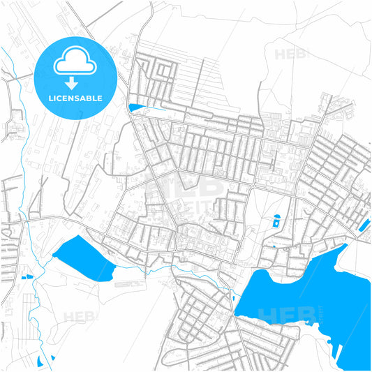 Vyksa, Nizhny Novgorod Oblast, Russia, city map with high quality roads.