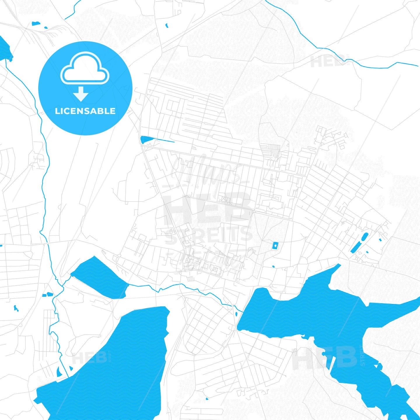 Vyksa, Russia PDF vector map with water in focus