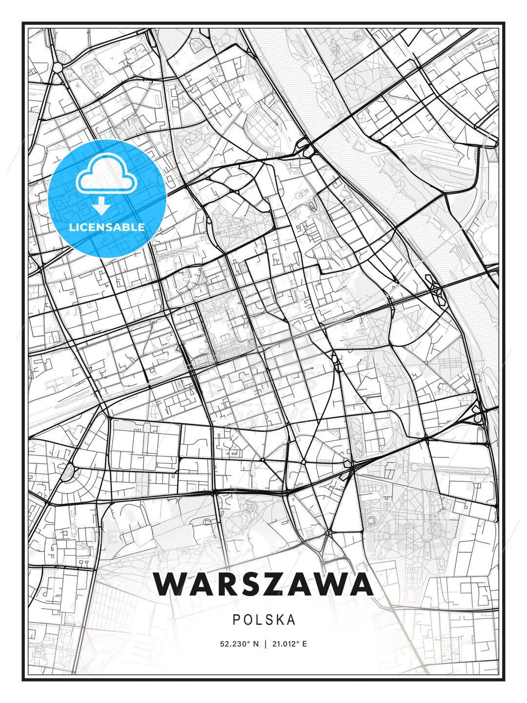 WARSZAWA / Warsaw, Poland, Modern Print Template in Various Formats - HEBSTREITS Sketches