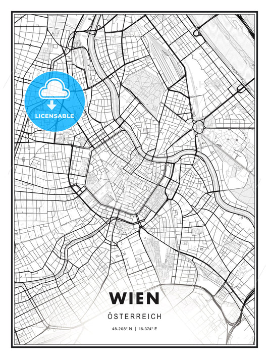 WIEN / Vienna, Austria, Modern Print Template in Various Formats - HEBSTREITS Sketches