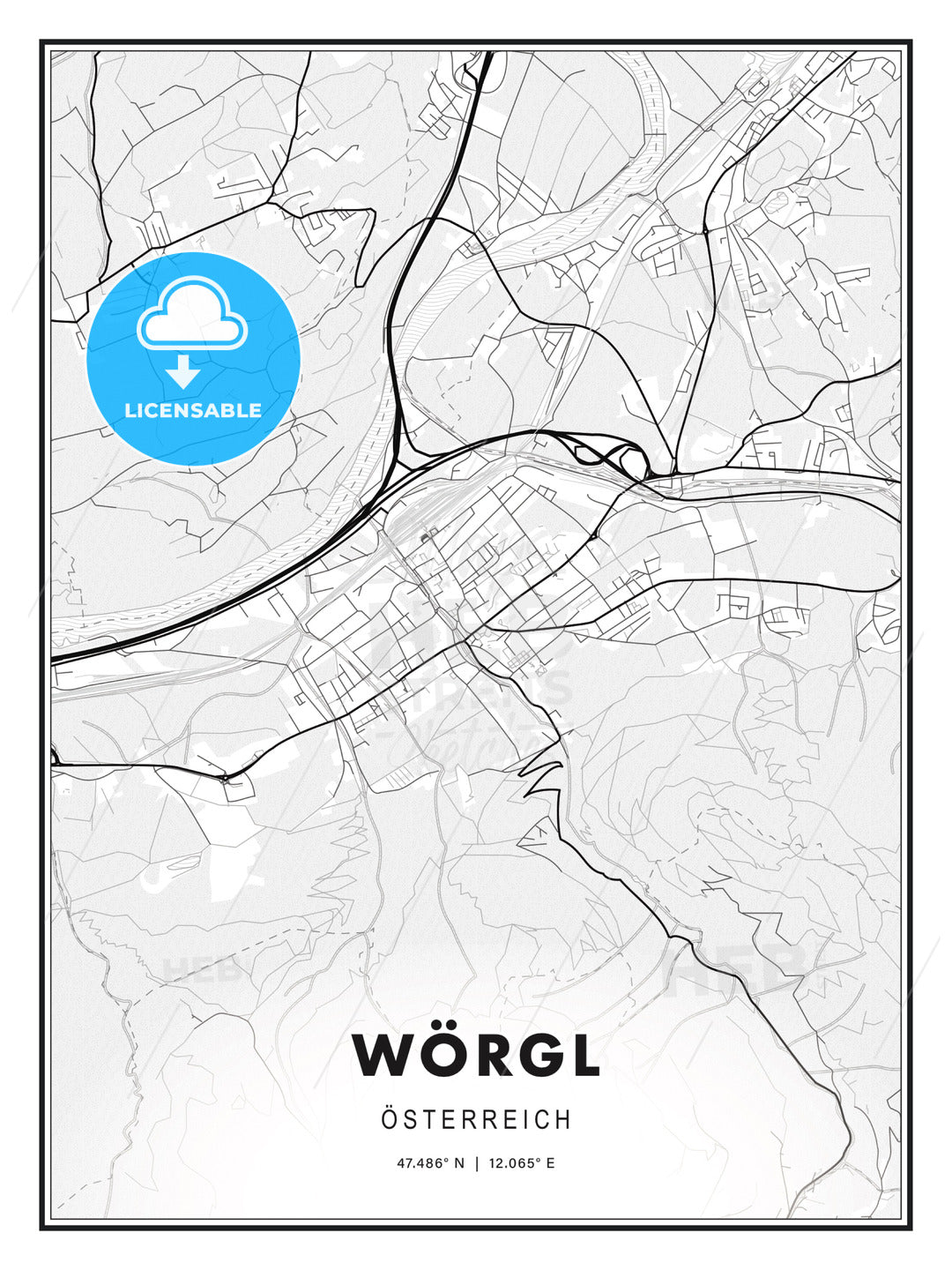 Wörgl, Austria, Modern Print Template in Various Formats - HEBSTREITS Sketches