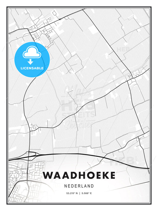 Waadhoeke, Netherlands, Modern Print Template in Various Formats - HEBSTREITS Sketches