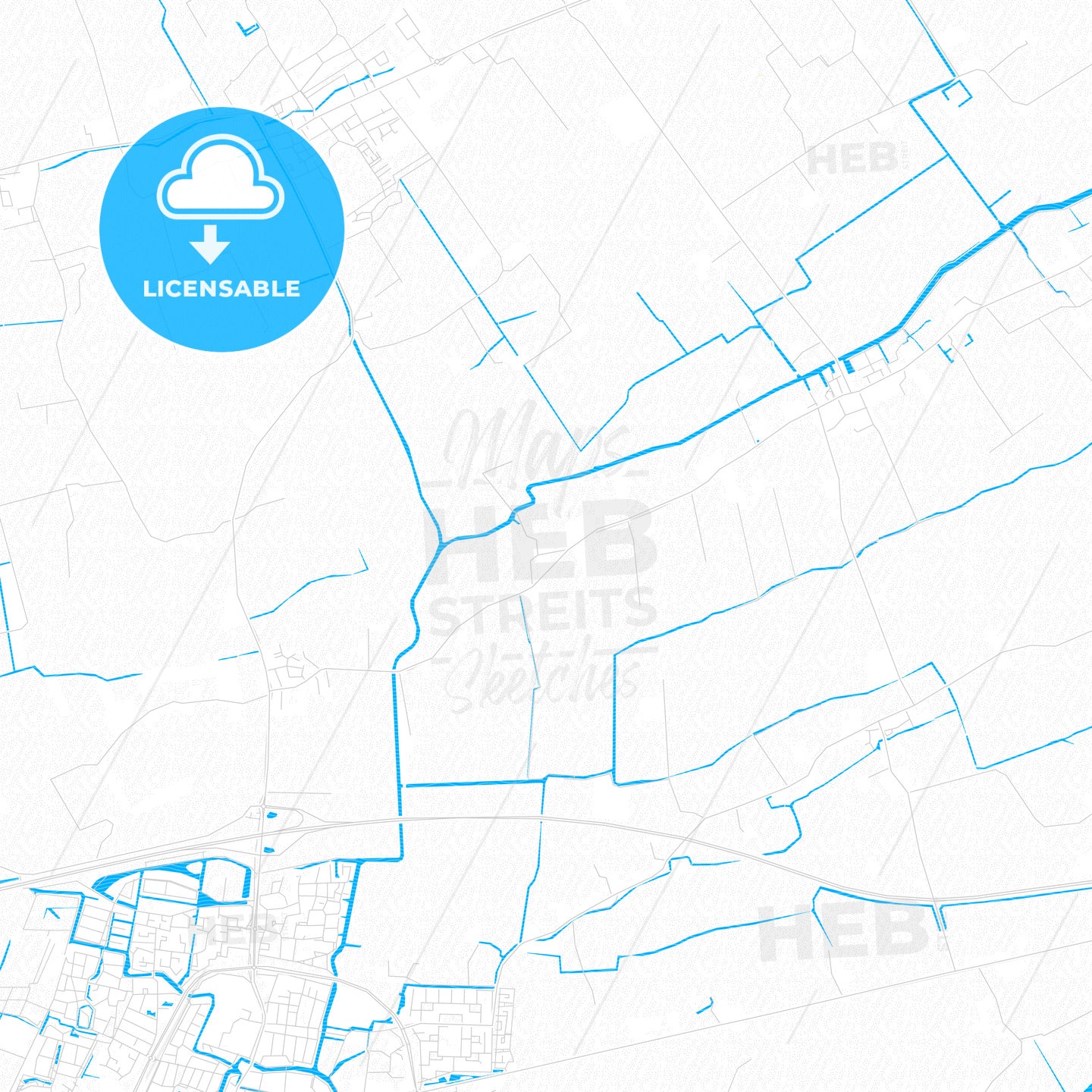 Waadhoeke, Netherlands PDF vector map with water in focus