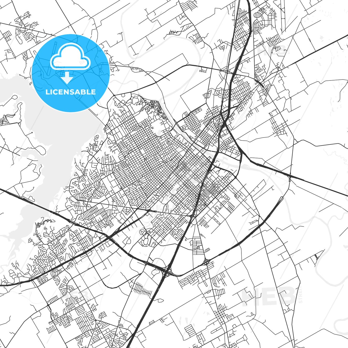 Waco, Texas - Area Map - Light