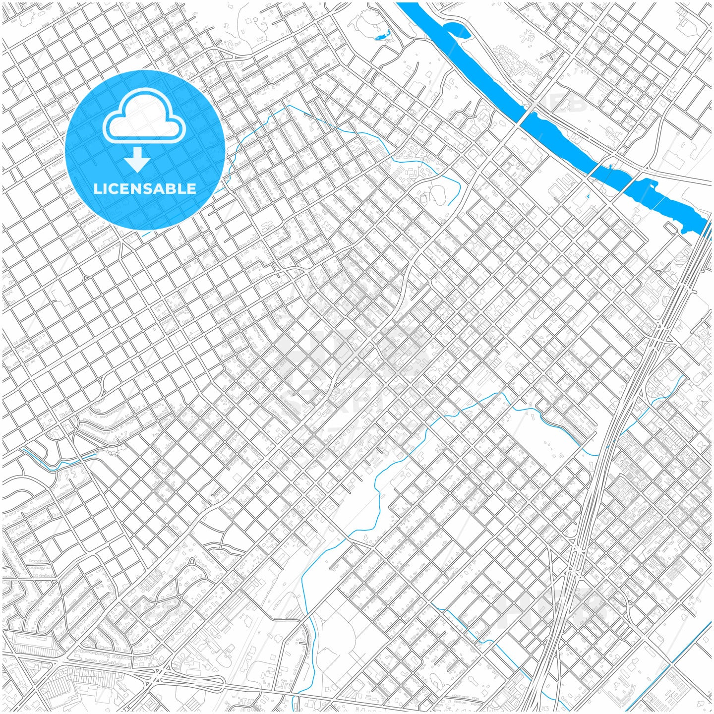 Waco, Texas, United States, city map with high quality roads.