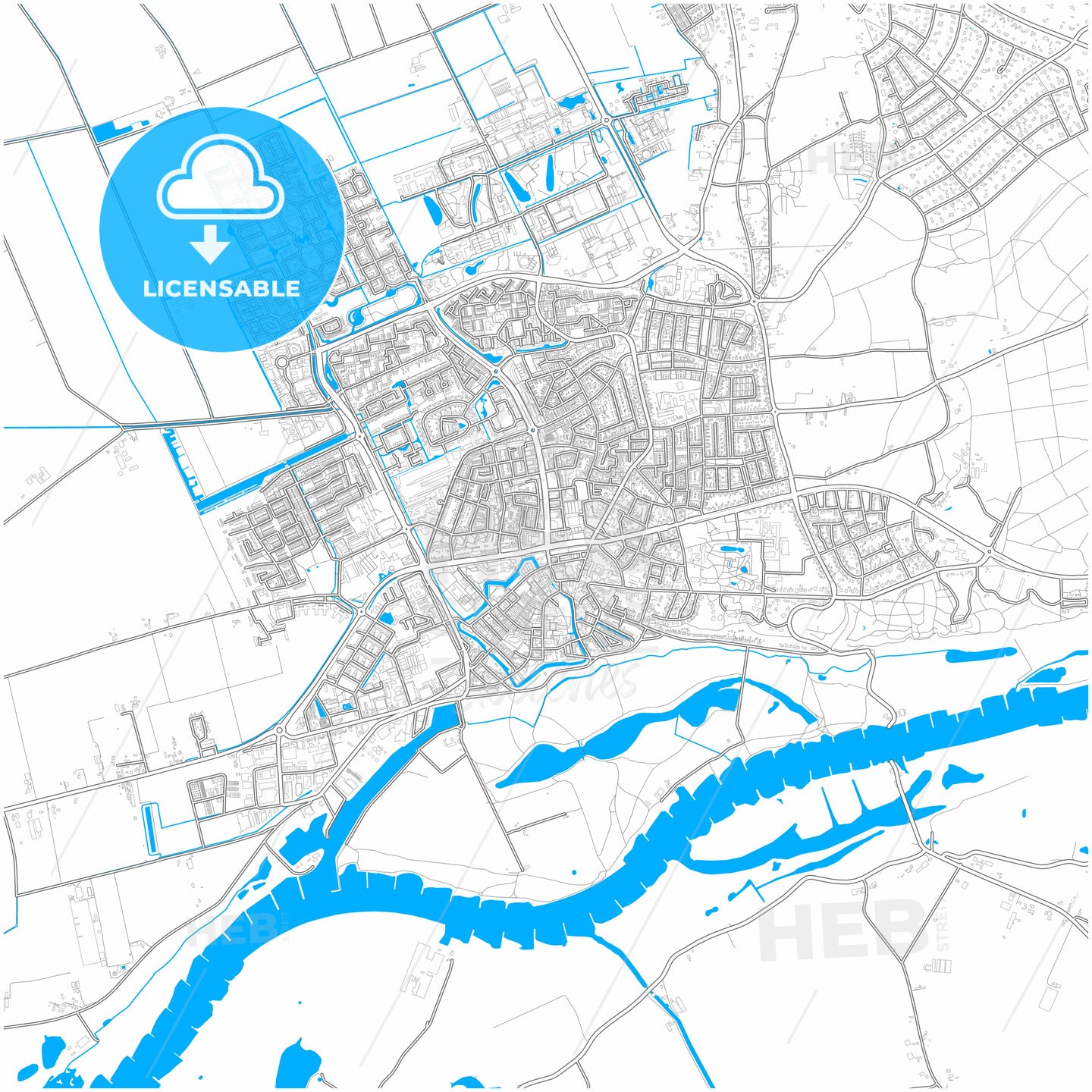 Wageningen, Gelderland, Netherlands, city map with high quality roads.