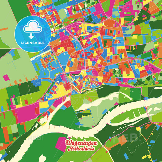 Wageningen, Netherlands Crazy Colorful Street Map Poster Template - HEBSTREITS Sketches