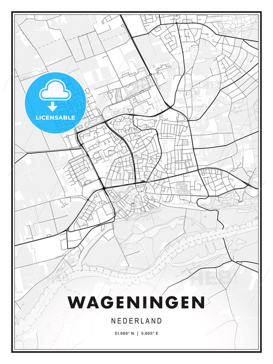 Wageningen, Netherlands, Modern Print Template in Various Formats - HEBSTREITS Sketches