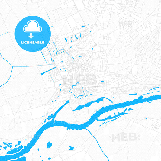 Wageningen, Netherlands PDF vector map with water in focus
