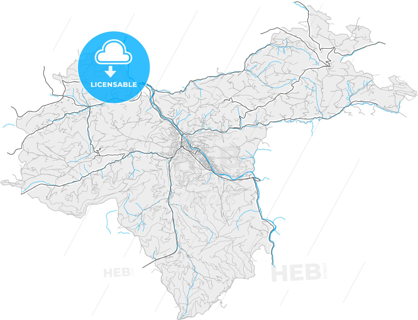 Waidhofen, Lower Austria, Austria, high quality vector map