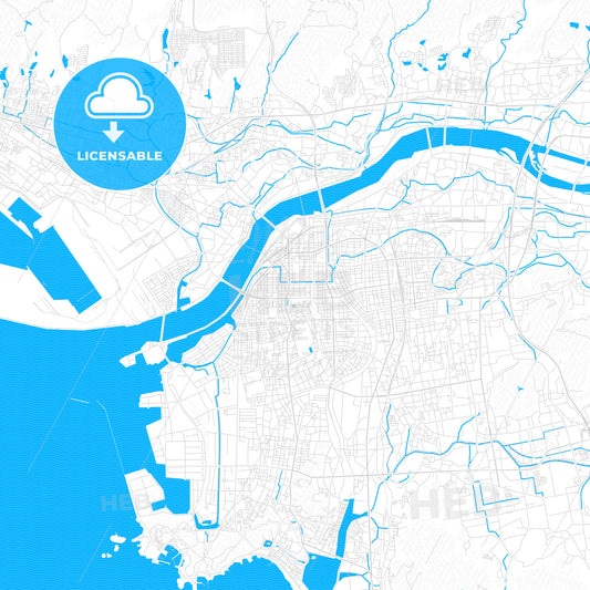 Wakayama, Japan PDF vector map with water in focus